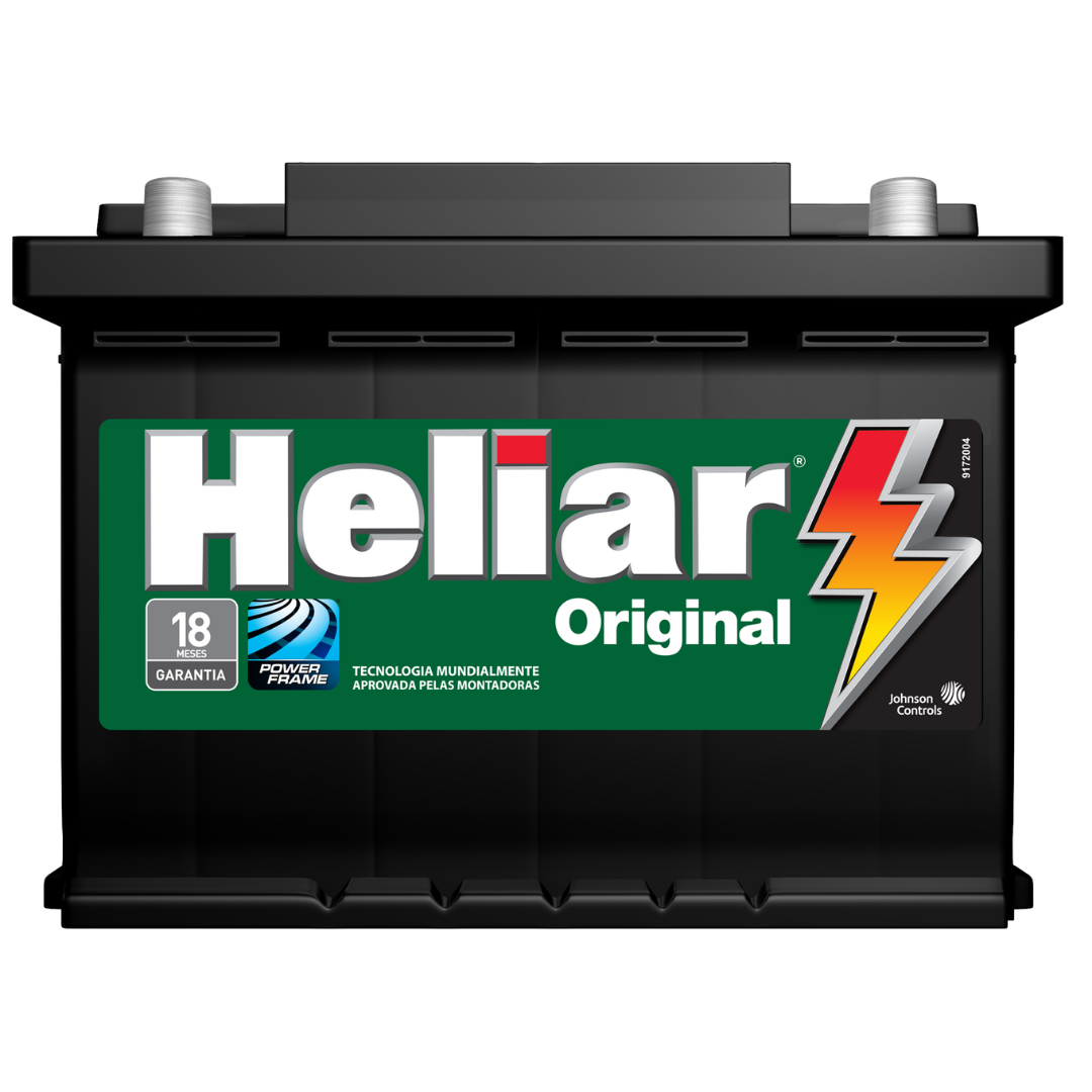 Bateria Heliar Original vista de frente, com a etiqueta de especificação